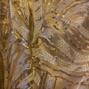 Tahari Boat Neck 3/4 Sleeve Embroidered A-Line Gown